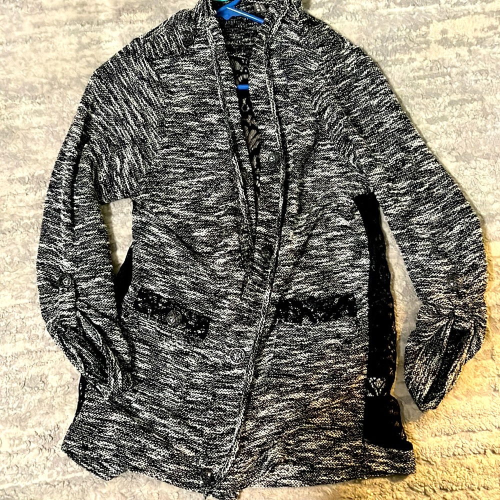 Cardigan with lace back and button accents
